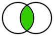 Venn diagram, and the section where two circles overlap is highlighted