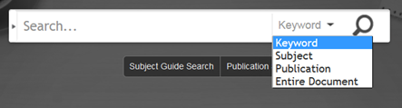 Screenshot of the search box found at the top of a database