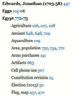 Almanac Index Example Egypt