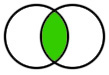 Venn diagram of two overlapping circles, with the overlapping area highlighted